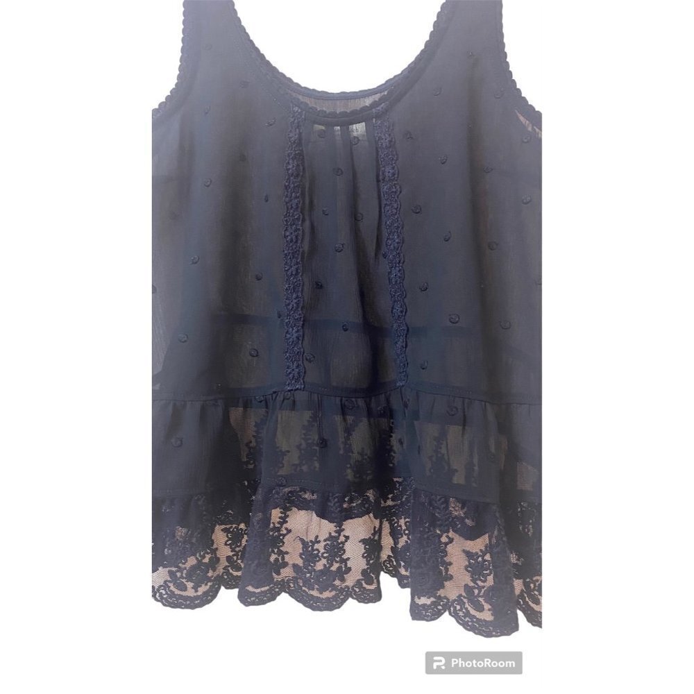 Abercrombie Babydoll Sheer Swiss Polka Dot Lace Peplum Top Camisole, Small